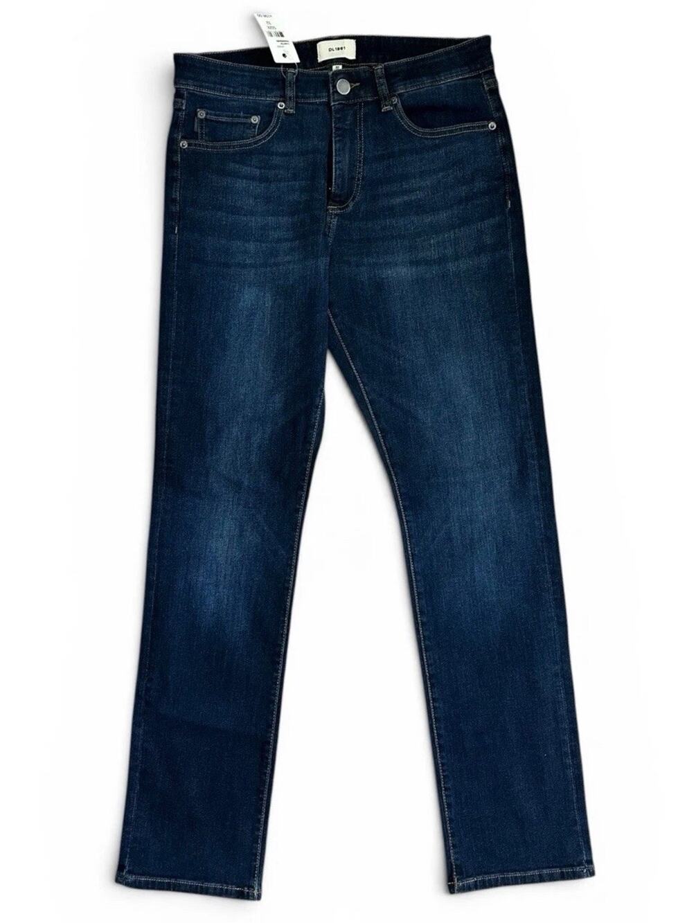 New DL1961 Russell Slim Straight Dark Wash Thunderbird Denim Blue Jeans 32x34